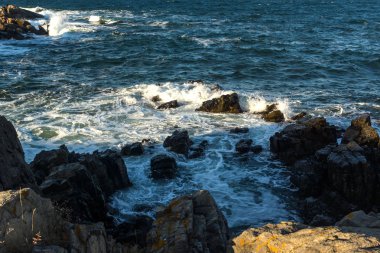 Chernomorets kıyı şeridi Amazing Sunset Manzara, Burgaz bölgesi, Bulgaristan