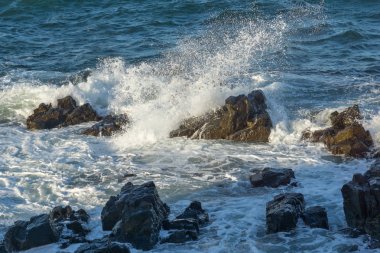 Chernomorets kıyı şeridi Amazing Sunset Manzara, Burgaz bölgesi, Bulgaristan