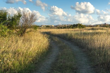 Chernomorets kıyı şeridi Amazing Sunset Manzara, Burgaz bölgesi, Bulgaristan
