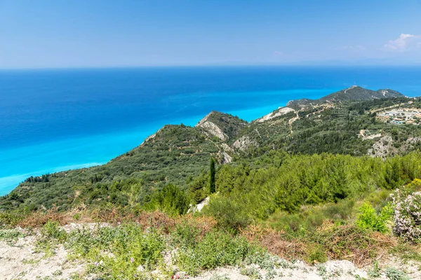 Paesaggio Panoramico Con Acque Blu Lefkada Isole Ionie Grecia — Foto Stock