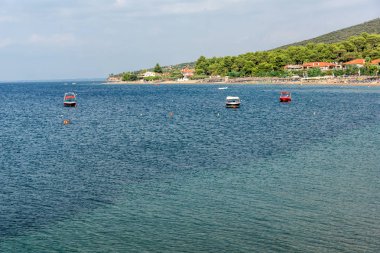 Sithonia Yarımadası 'ndaki Psakoudia Plajı Seascape, Chalkidiki, Orta Makedonya, Yunanistan