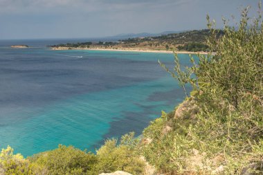 Sithonia Yarımadası 'nda Agios Ioannis Beach ile inanılmaz Seascape, Chalkidiki, Orta Makedonya, Yunanistan
