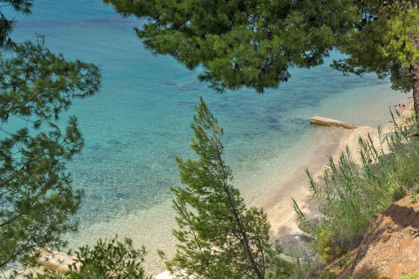 Paesaggio Marino Con Spiaggia Elia Nella Penisola Sithonia Calcidica Macedonia — Foto Stock