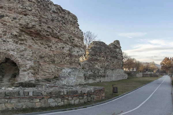 Splendida Vista Sul Tramonto Delle Rovine Delle Fortificazioni Nell Antica — Foto Stock