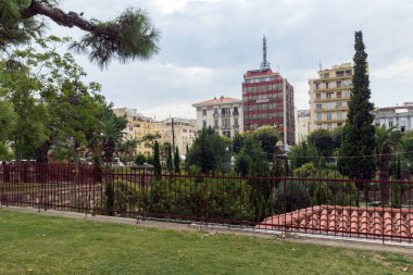 Thessaloniki, Yunanistan-Eylül 30, 2017: ntique Selanik şehir merkezinde Panagia Chalkeon Bizans Kilisesi, Orta Makedonya, Yunanistan