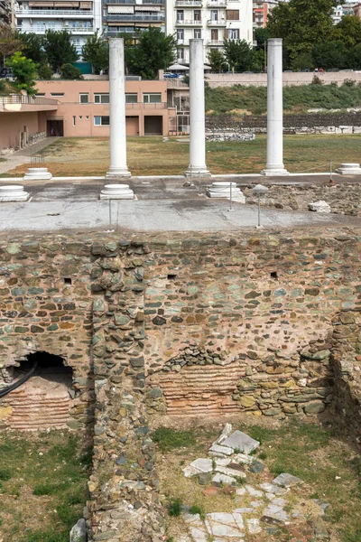 Thessaloniki Grecia Septiembre 2017 Panorama Las Ruinas Del Foro Romano —  Fotos de Stock