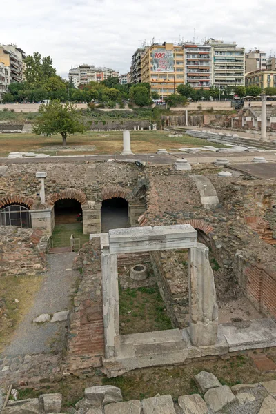 Thessaloniki Grecia Septiembre 2017 Panorama Las Ruinas Del Foro Romano —  Fotos de Stock
