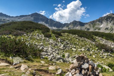 Banderishki kınalı keklik Peak 'in muhteşem yaz manzarası, Pirin Dağı, Bulgaristan