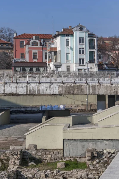Plovdiv Bulgarije Februari 2019 Panorama Van Ruïnes Van Het Romeinse — Stockfoto