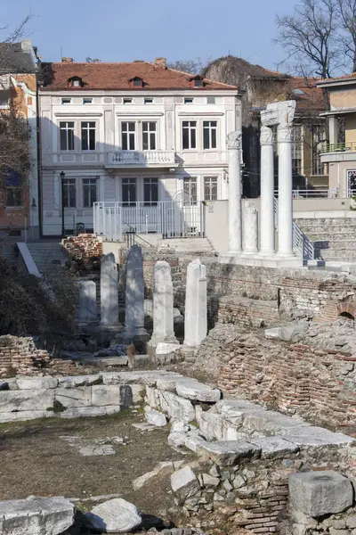 Пловдив Болгарія Лютого 2019 Панорама Руїн Римського Odeon Місті Пловдив — стокове фото