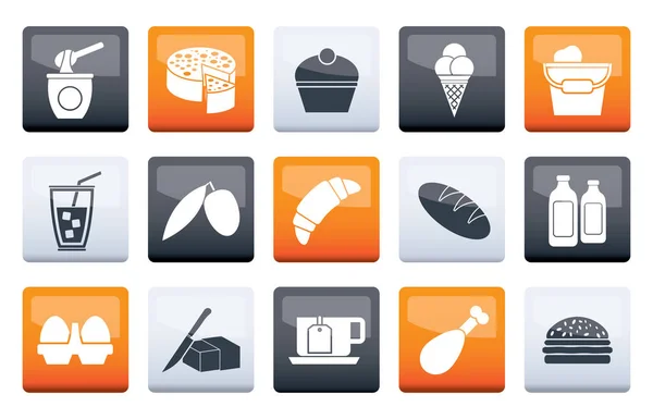 Productos Lácteos Alimentos Bebidas Iconos Sobre Fondo Color Vector Icono — Vector de stock