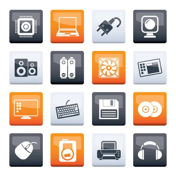 Computer Items Accessories Icons Color Background Vector Icon Set — Stock Vector