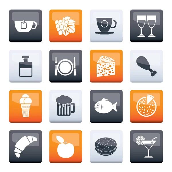 Food Drink Beverage Icons Color Background Vector Icon Set — Stock Vector