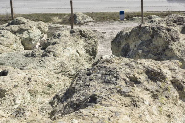 Fantastiska Landskap Med Rock Formation Sten Svampen Nära Beli Plast — Stockfoto