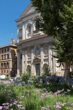 Rome, İtalya - 23 Haziran 2017: şaşırtıcı görünümü Basilica San Carlo AI Catinari Roma, İtalya