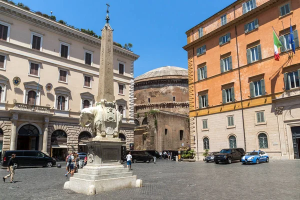 Roma Itália Junho 2017 Panorama Com Obelisco Elefante Panteão Cidade — Fotografia de Stock