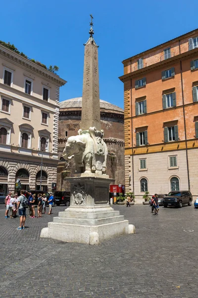 Roma Itália Junho 2017 Panorama Com Obelisco Elefante Panteão Cidade — Fotografia de Stock