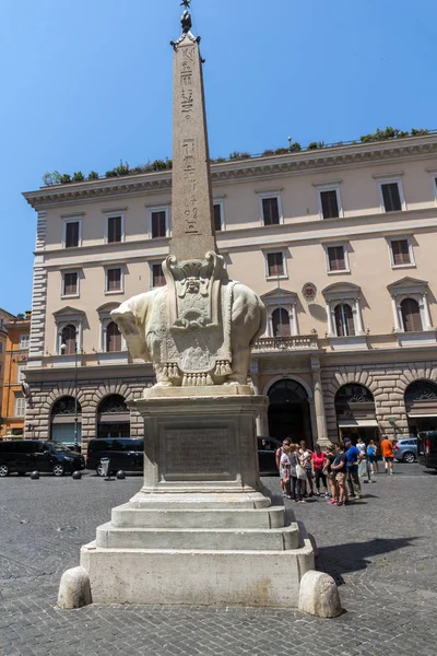 Roma Itália Junho 2017 Panorama Com Obelisco Elefante Panteão Cidade — Fotografia de Stock