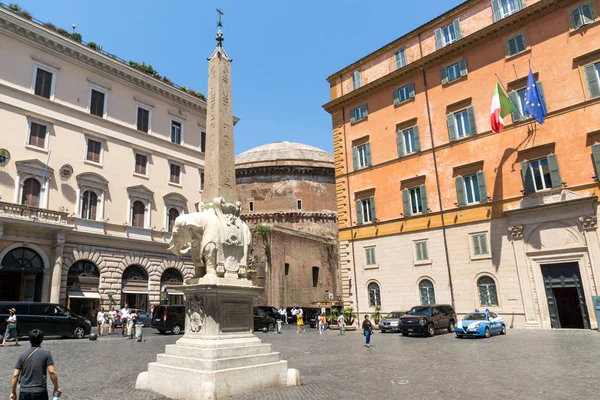 Roma Itália Junho 2017 Panorama Com Obelisco Elefante Panteão Cidade — Fotografia de Stock