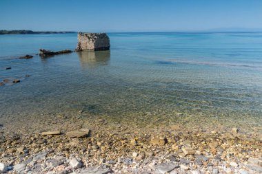 Nea Poteidaia, Yunanistan - 24 Haziran 2014: Yaz görünümü, kasaba, Nea Poteidaia, Kassandra, Chalkidiki, orta Makedonya, Yunanistan