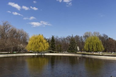 Sofia, Bulgaristan - 27 Mart 2019: Muhteşem bahar manzara South Park şehir Sofya, Bulgaristan