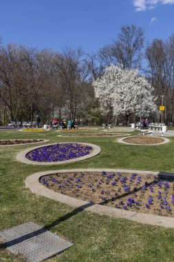 Sofia, Bulgaristan - 27 Mart 2019: Muhteşem bahar manzara South Park şehir Sofya, Bulgaristan