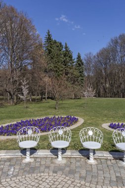 Sofia, Bulgaristan - 27 Mart 2019: Muhteşem bahar manzara South Park şehir Sofya, Bulgaristan