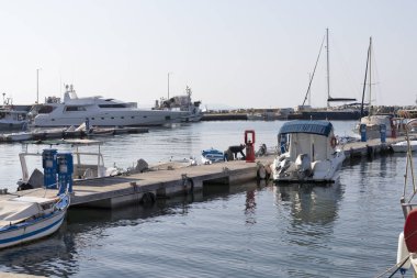 NEA MOUDANIA, GREECE - 31 Mart 2019: Nea Moudania, Chalkidiki, Orta Makedonya, Yunanistan