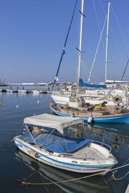 NEA MOUDANIA, GREECE - 31 Mart 2019: Nea Moudania, Chalkidiki, Orta Makedonya, Yunanistan