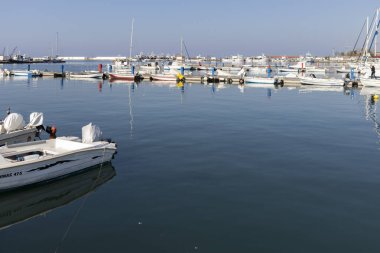 NEA MOUDANIA, GREECE - 31 Mart 2019: Nea Moudania, Chalkidiki, Orta Makedonya, Yunanistan