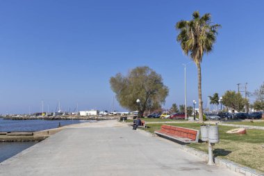 NEA MOUDANIA, GREECE - 31 Mart 2019: Nea Moudania, Chalkidiki, Orta Makedonya, Yunanistan