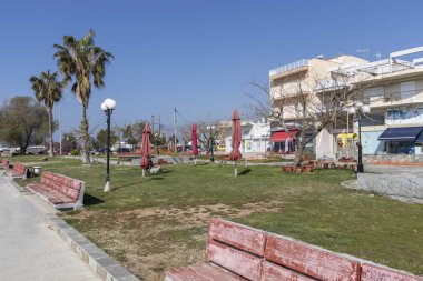 NEA MOUDANIA, GREECE - 31 Mart 2019: Nea Moudania, Chalkidiki, Orta Makedonya, Yunanistan