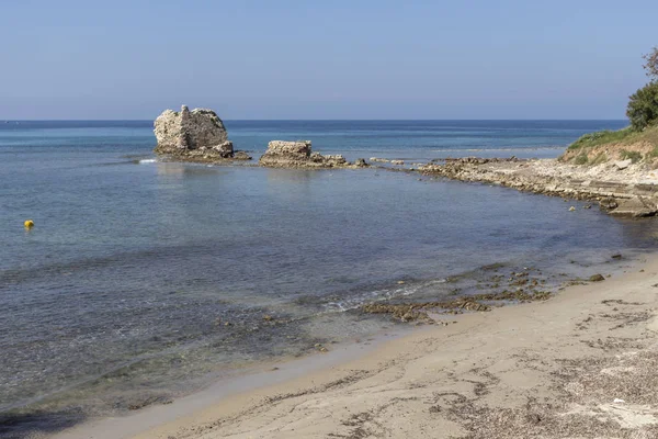 Ruins Ancient Fortification Sea Town Nea Poteidaia Kassandra Chalkidiki Central — Stock Photo, Image