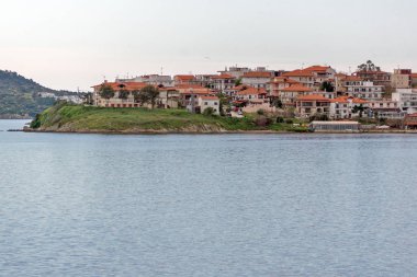 Ammouliani, Yunanistan - 3 Nisan 2015: Panorama Ammouliani Adası, Athos, Chalkidiki, orta Makedonya, Yunanistan 