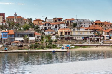 Ammouliani, Yunanistan - 3 Nisan 2015: Panorama Ammouliani Adası, Athos, Chalkidiki, orta Makedonya, Yunanistan 