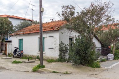 Ammouliani, Yunanistan - 3 Nisan 2015: Şehir Ammouliani Island, Athos, Chalkidiki, orta Makedonya, Yunanistan 