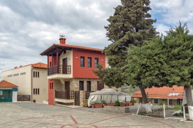 Ammouliani, Yunanistan - 3 Nisan 2015: Şehir Ammouliani Island, Athos, Chalkidiki, orta Makedonya, Yunanistan 