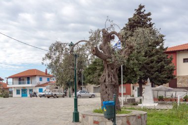 Ammouliani, Yunanistan - 3 Nisan 2015: Şehir Ammouliani Island, Athos, Chalkidiki, orta Makedonya, Yunanistan 