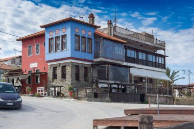 Ammouliani, Yunanistan - 3 Nisan 2015: Şehir Ammouliani Island, Athos, Chalkidiki, orta Makedonya, Yunanistan 