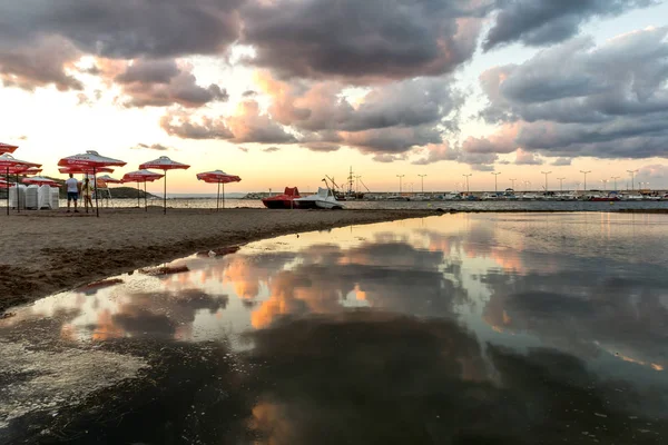 Chernomorets Bulgária Agosto 2018 Amazing Sunset View Beach Chernomorets Burgas — Fotografia de Stock