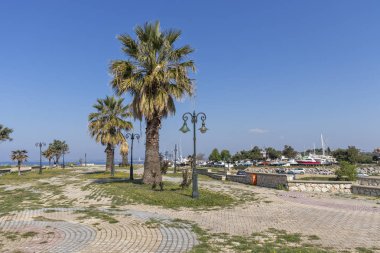Nea Poteidaia, Yunanistan-Mart 31, 2019: Nea Poteidaia şehir limanı, Kassandra, Chalkidiki, Orta Makedonya, Yunanistan