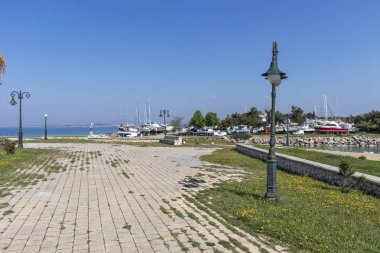 Nea Poteidaia, Yunanistan-Mart 31, 2019: Nea Poteidaia şehir limanı, Kassandra, Chalkidiki, Orta Makedonya, Yunanistan