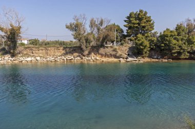 Nea Poteidaia, Yunanistan-Mart 31, 2019: Nea Poteidaia şehir limanı, Kassandra, Chalkidiki, Orta Makedonya, Yunanistan