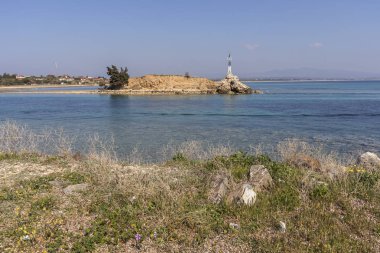 Nea Poteidaia, Yunanistan-Mart 31, 2019: Nea Poteidaia kasabasında arkeolojik alan Potidea, Kassandra, Halkidiki, Orta Makedonya, Yunanistan