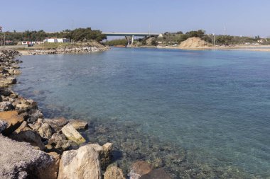 Nea Poteidaia, Yunanistan-Mart 31, 2019: Nea Poteidaia kasabasında arkeolojik alan Potidea, Kassandra, Halkidiki, Orta Makedonya, Yunanistan