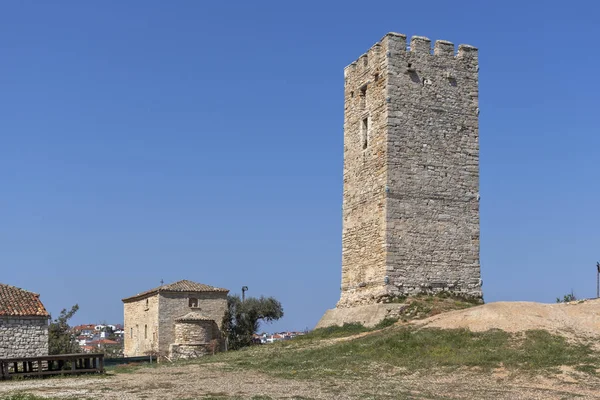 Torre Bizantina Ciudad Nea Fokea Kassandra Chalkidiki Macedonia Central Grecia — Foto de Stock