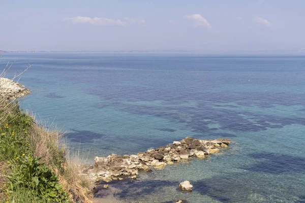 Meraviglioso Paesaggio Marino Della Costa Della Città Nea Fokea Kassandra — Foto Stock