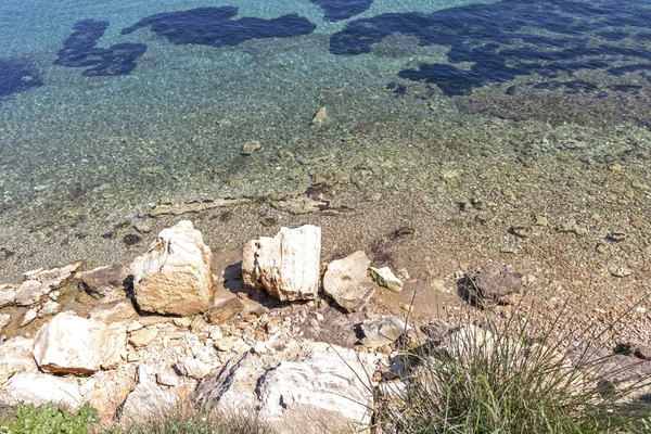 Amazing Zeegezicht Van Kustlijn Van Stad Nea Fokea Kassandra Chalkidiki — Stockfoto