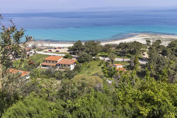 Vue Panoramique Plage Ville Afytos Kassandra Chalcidique Macédoine Centrale Grèce — Photo