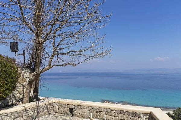 Afytos Kassandra Chalkidiki Orta Makedonya Yunanistan Kentinin Plajın Panoramik Görünümü — Stok fotoğraf